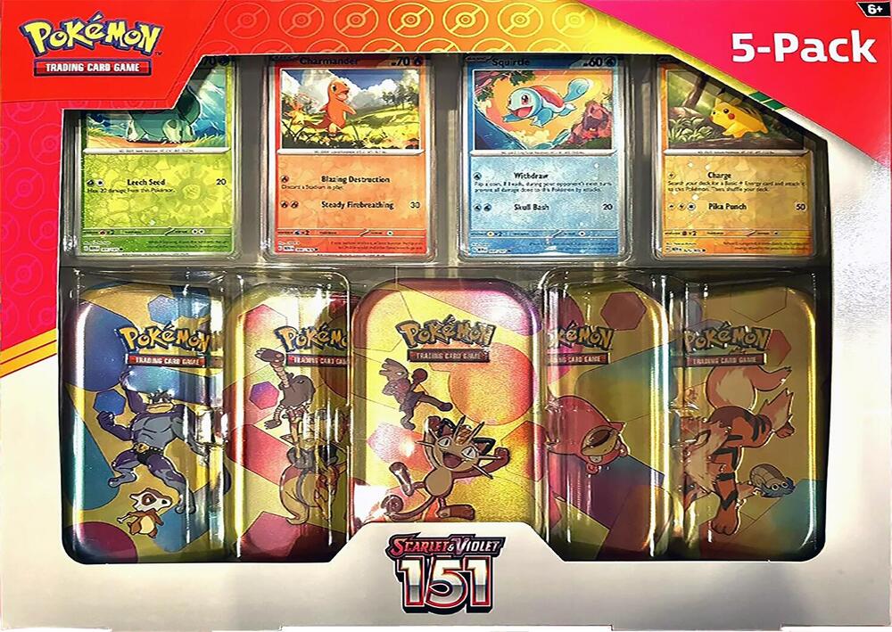 5-Pack Mini Tin from Scarlet & Violet 151 Pokémon card set
